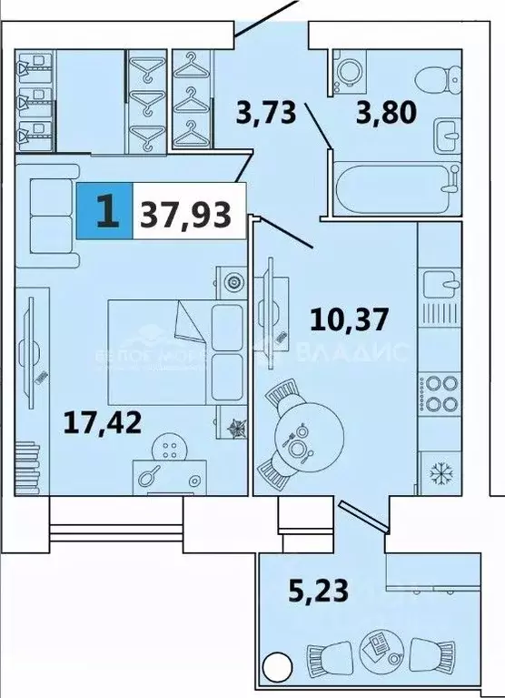 1-к кв. Архангельская область, Северодвинск Юбилейная ул., 3к1 (35.3 ... - Фото 2