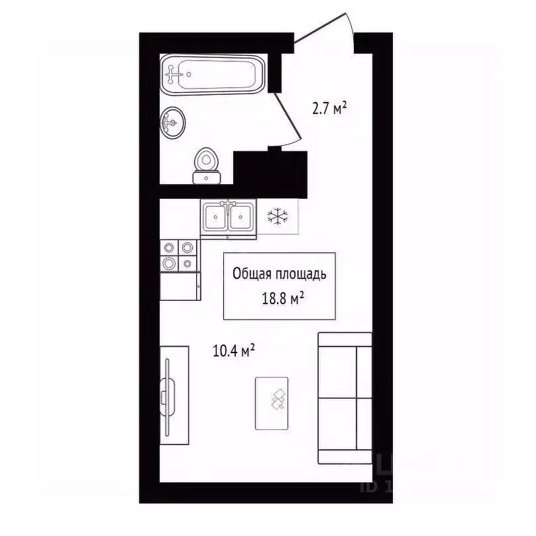 Студия Новосибирская область, Новосибирск Березовая ул., 19 (18.8 м) - Фото 2