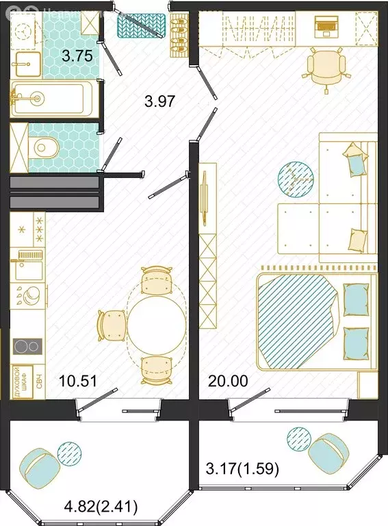 1-комнатная квартира: Домодедово, микрорайон Востряково, Лёдовская ... - Фото 1