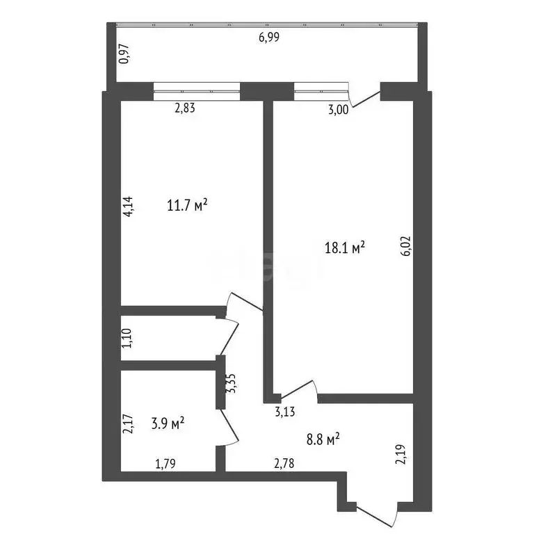 1-комнатная квартира: Благовещенск, улица Василенко, 14/2 (46.4 м) - Фото 1