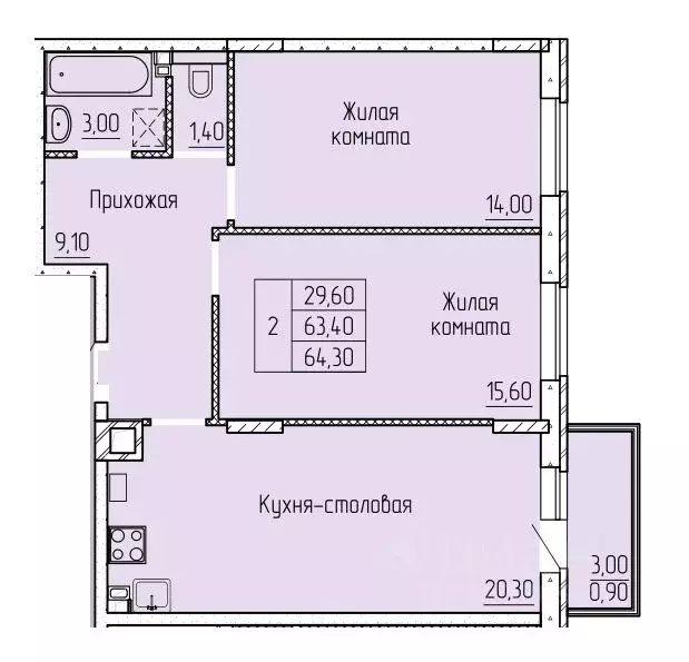 2-к кв. Ростовская область, Батайск ул. Макаровского, 4к2 (64.9 м) - Фото 0