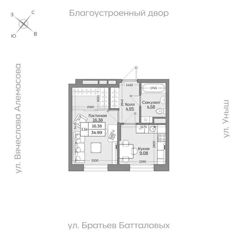 1-комнатная квартира: республика татарстан, казань, приволжский район . - Фото 0