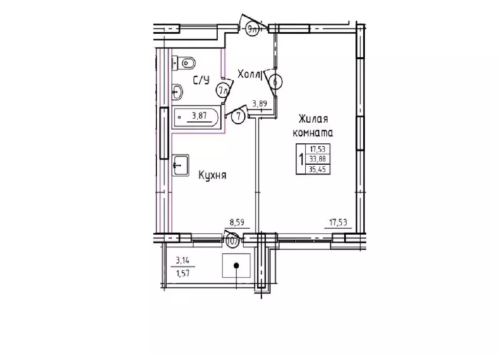 Продаётся 1-к квартира, 35.45 м - Фото 1