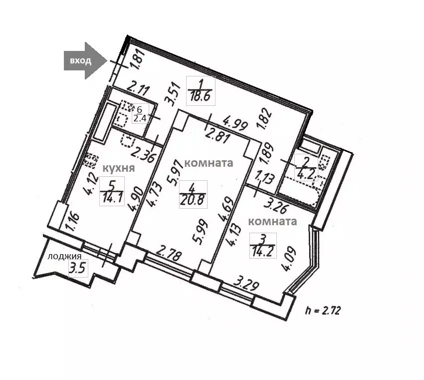 2-комнатная квартира: Санкт-Петербург, улица Руднева, 18 (77.8 м) - Фото 0