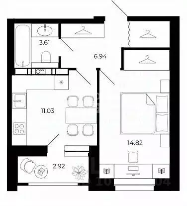 1-к кв. Липецкая область, Липецк ул. Буденного, 8В (37.92 м) - Фото 2