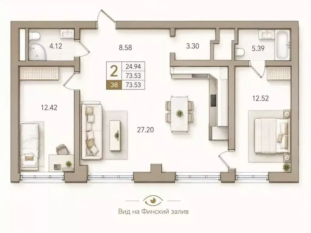 2-комнатная квартира: Санкт-Петербург, улица Челюскина, 10 (75 м) - Фото 1