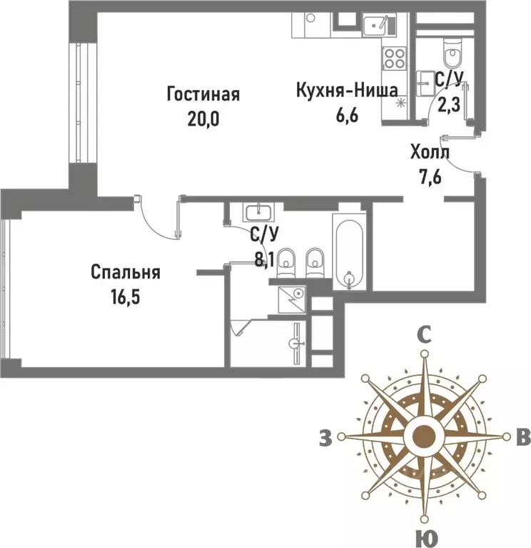 2-к кв. Москва Рубцовско-Дворцовая ул., 4 (61.4 м) - Фото 0
