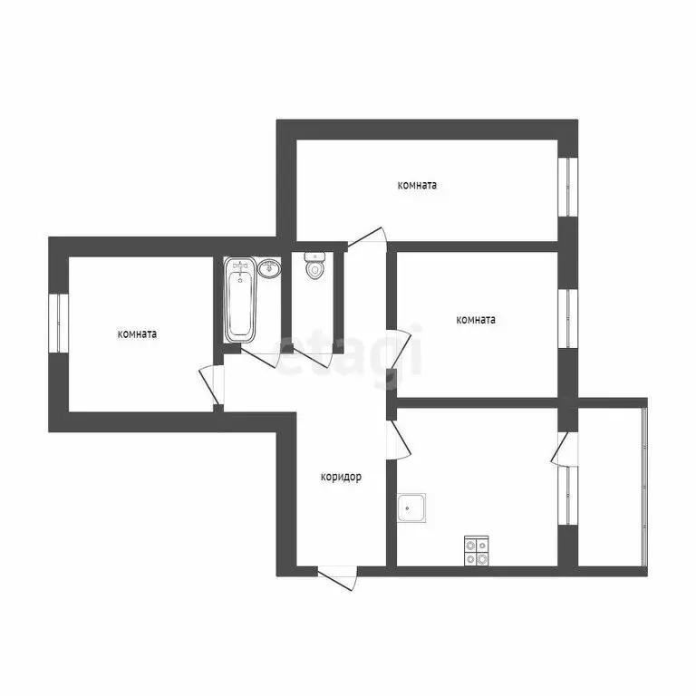 3-комнатная квартира: Тюмень, улица Николая Зелинского, 23/1 (77.5 м) - Фото 1