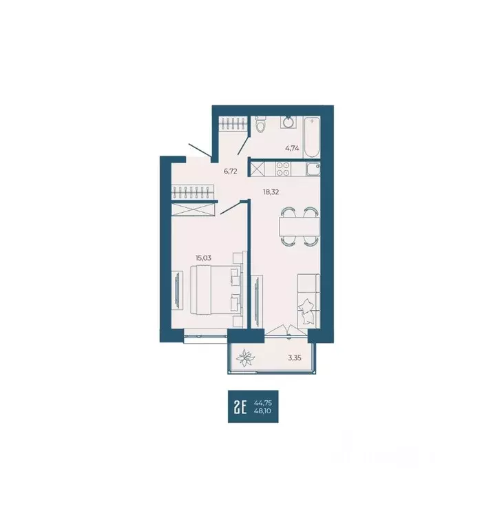 2-к кв. Пензенская область, Пенза ул. Тепличная, 55 (48.1 м) - Фото 1