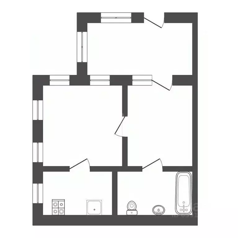 2-к кв. Тульская область, Тула ул. Немцова, 14 (44.2 м) - Фото 2