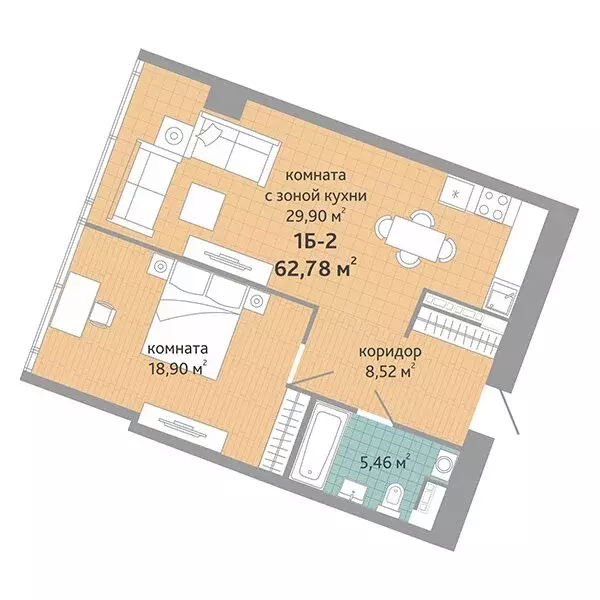 2-комнатная квартира: Екатеринбург, улица Маршала Жукова, 16 (60.66 м) - Фото 0