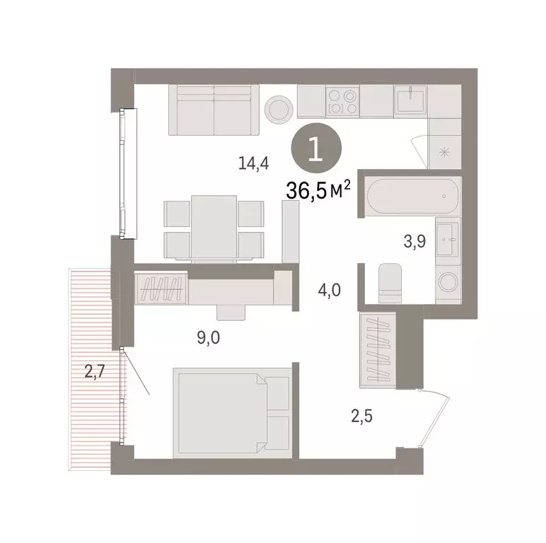 1-комнатная квартира: Екатеринбург, жилой район Сортировочный, ... - Фото 0