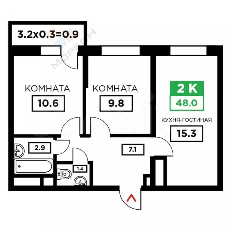 2-к. квартира, 49 м, 14/24 эт. - Фото 0