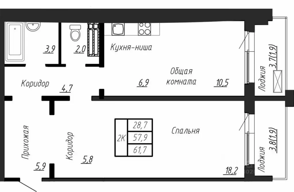 2-к кв. Ленинградская область, Тельмана Тосненский район, Сибирь жилой ... - Фото 0