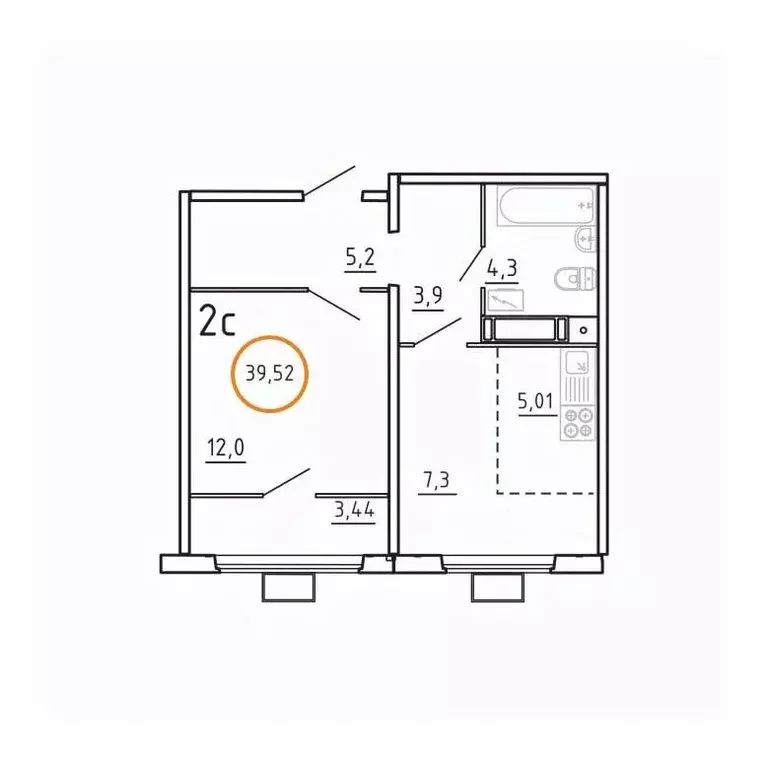 1-к кв. Челябинская область, Челябинск ул. Блюхера, 2.3.1 (39.52 м) - Фото 1