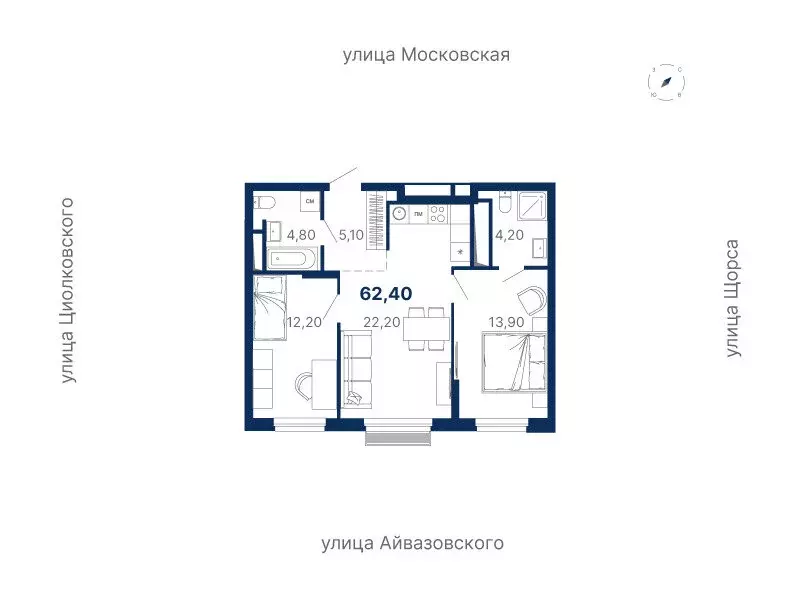 2-комнатная квартира: Екатеринбург, улица Айвазовского, 52 (62.4 м) - Фото 0