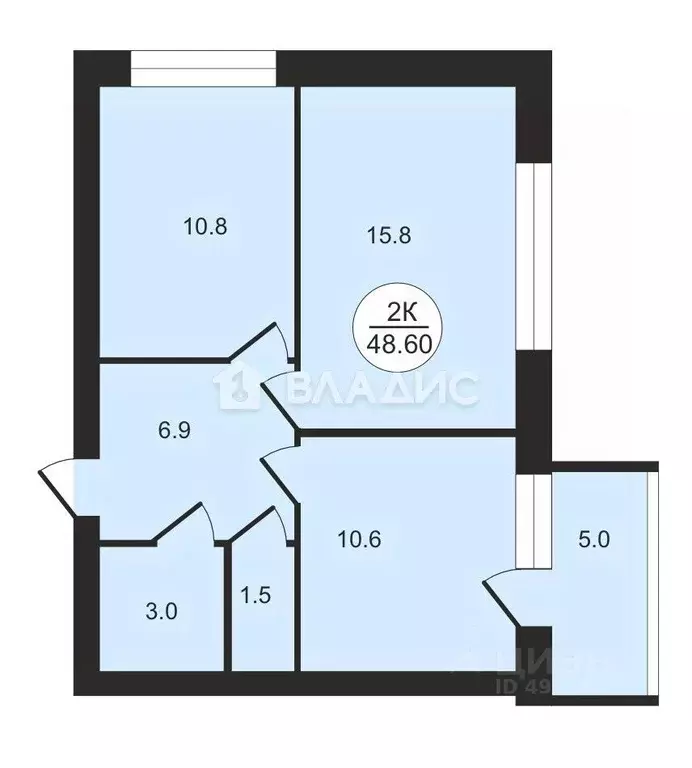 2-к кв. Владимирская область, Владимир ул. Новгородская, 30к1 (48.6 м) - Фото 1