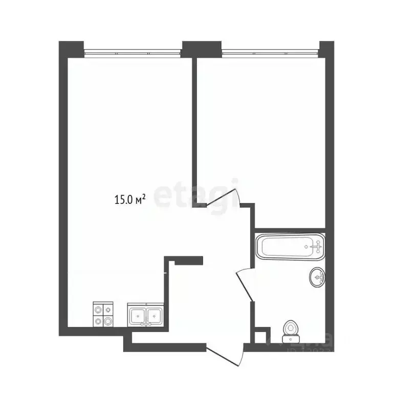 1-к кв. Тюменская область, Тюмень ул. Андрея Кореневского, 11 (32.8 м) - Фото 2
