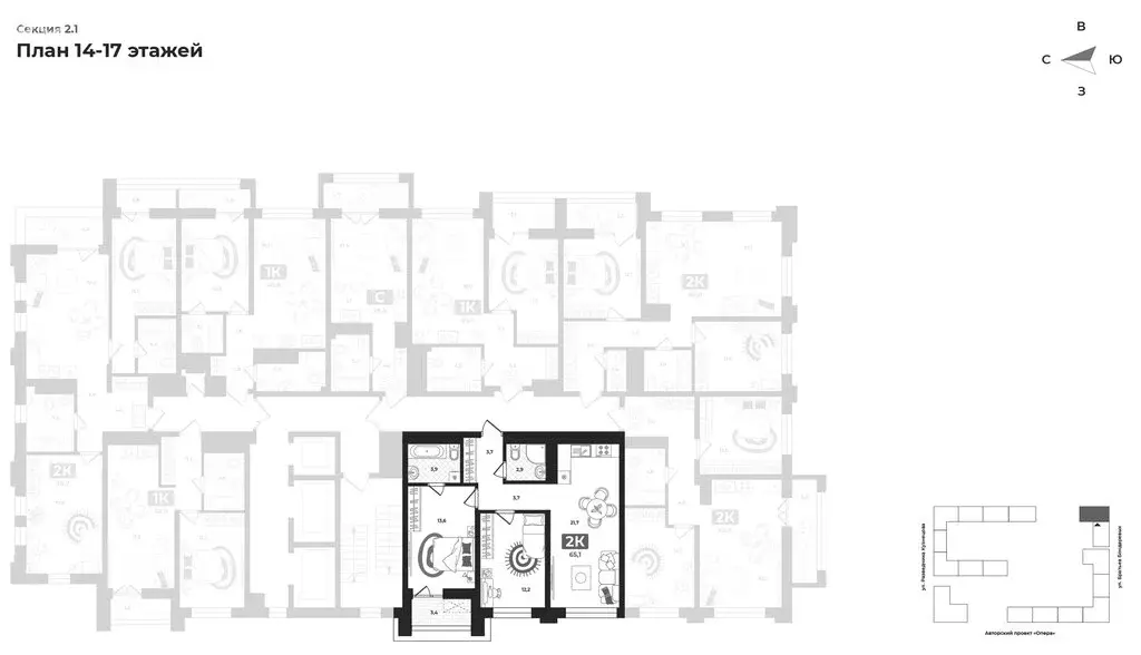 2-комнатная квартира: Тюмень, улица Братьев Бондаревых, 5 (64.5 м) - Фото 2