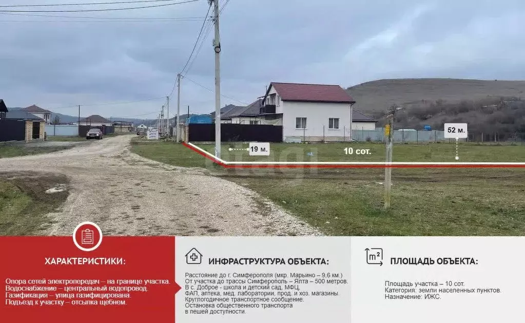 Участок в Крым, Симферопольский район, с. Доброе ул. Рождественская ... - Фото 0