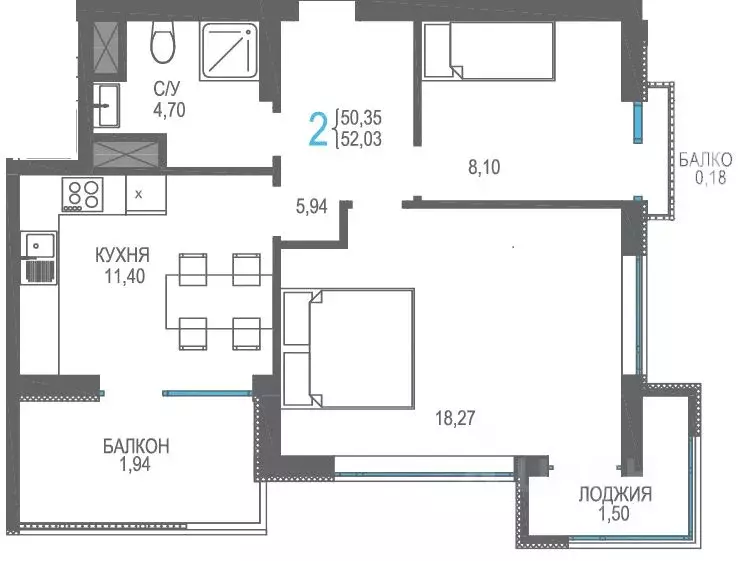 2-к кв. Крым, Алушта муниципальный округ, пос. Семидворье пер. ... - Фото 0