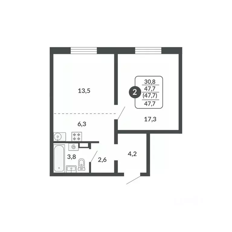 2-к кв. Кировская область, Киров Московская ул., 209 (47.7 м) - Фото 1