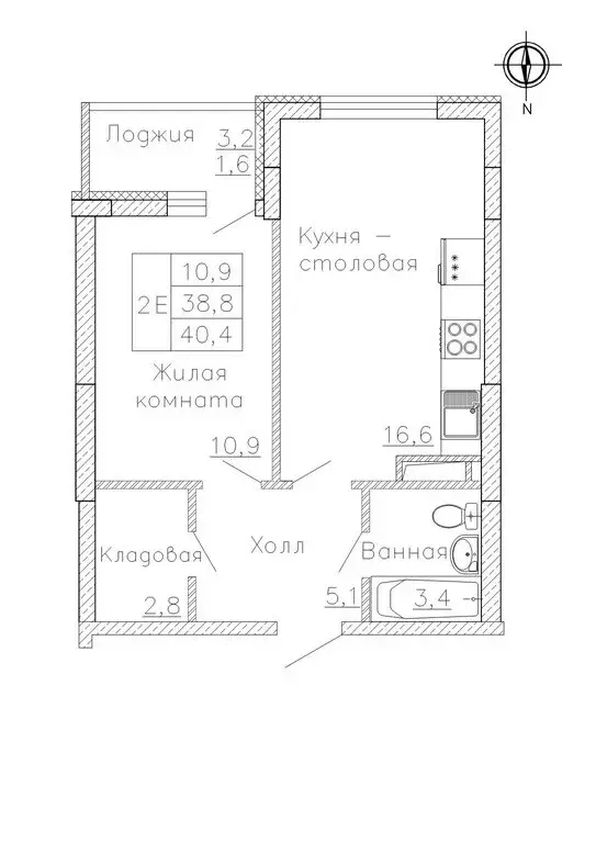 1-комнатная квартира: Воронеж, улица Фёдора Тютчева, 93/4 (40 м) - Фото 2