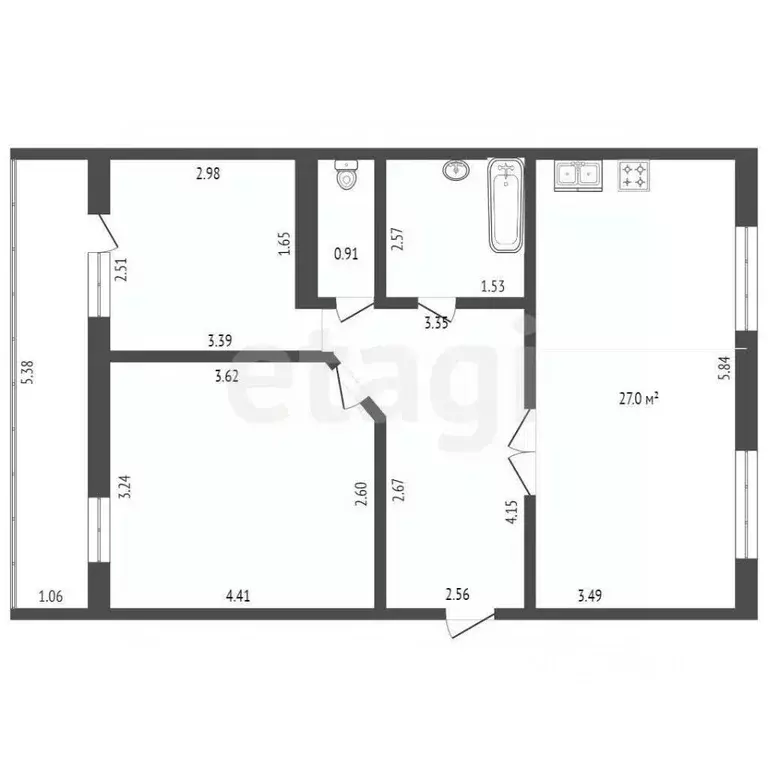 2-к кв. Тюменская область, Тюмень Камчатская ул., 1 (54.0 м) - Фото 1