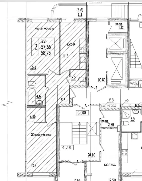 2-к кв. Ленинградская область, Всеволожский район, пос. Бугры ул. ... - Фото 2