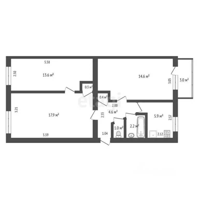 3-к кв. Крым, Евпатория ул. Конституции, 5 (63.0 м) - Фото 2