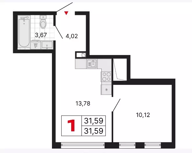 1-комнатная квартира: Екатеринбург, улица Куйбышева, 106 (31.59 м) - Фото 0