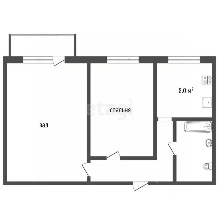 2-к кв. Камчатский край, Елизово Звездная ул., 8 (44.1 м) - Фото 1