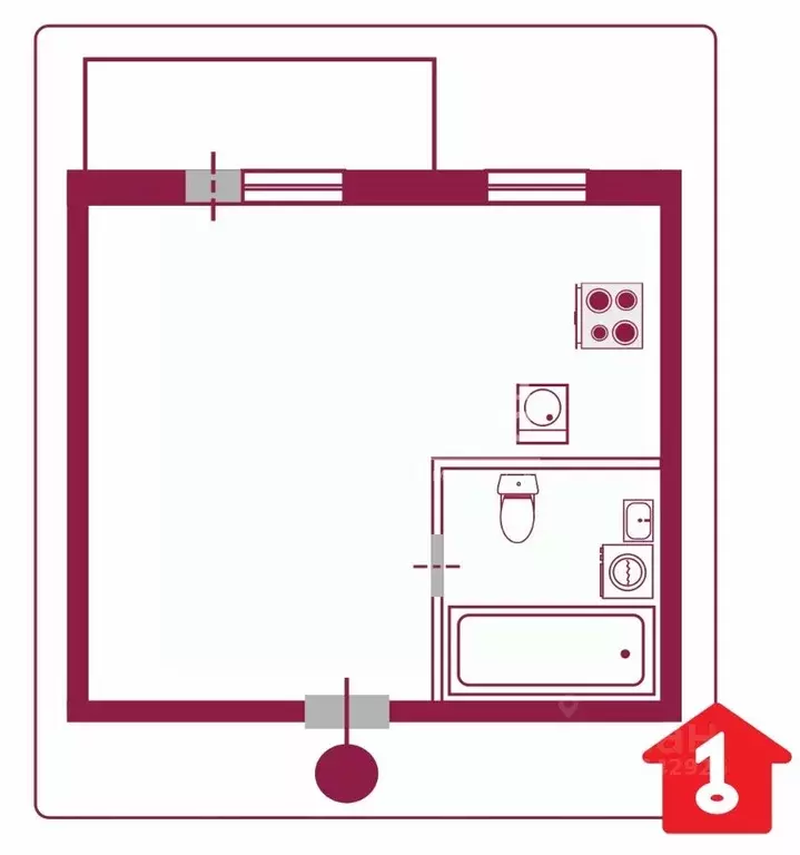 1-к кв. Омская область, Омск ул. Алексея Полторацкого, 64/1 (33.2 м) - Фото 2