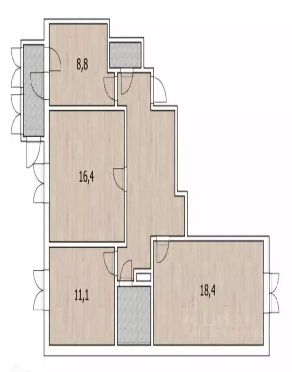 3-к кв. Московская область, Пушкино ул. Просвещения, 8к1 (75.5 м) - Фото 2