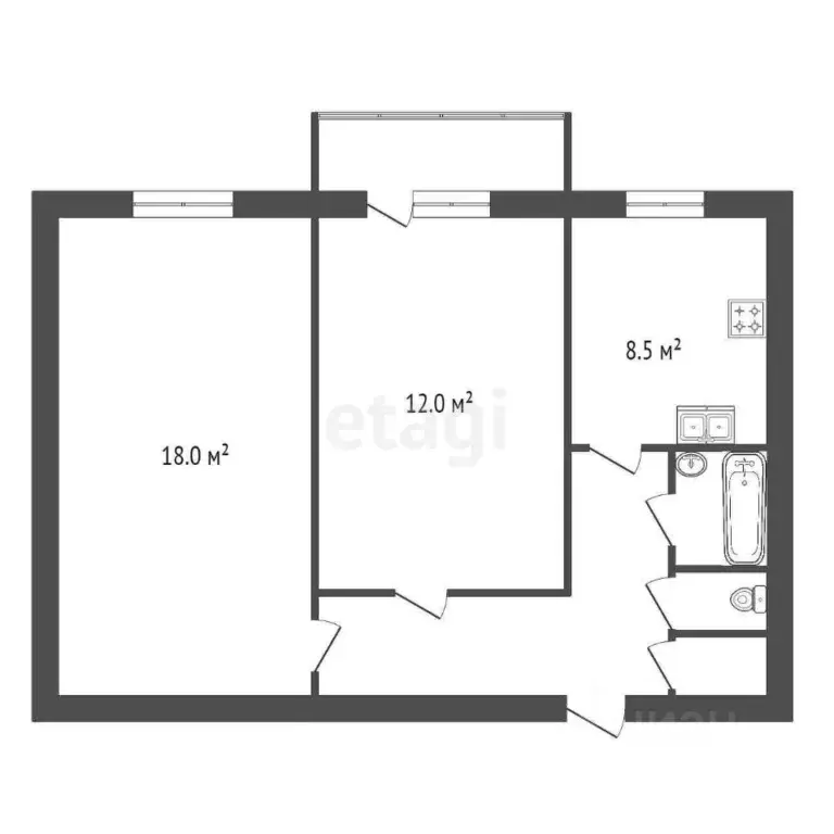 2-к кв. Санкт-Петербург ул. Передовиков, 29К1 (50.5 м) - Фото 1