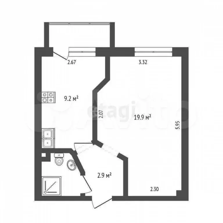 1-к. квартира, 35,5 м, 3/12 эт. - Фото 0