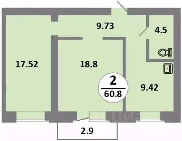 2-к кв. Красноярский край, Красноярск Соколовская ул., 52 (59.4 м) - Фото 0
