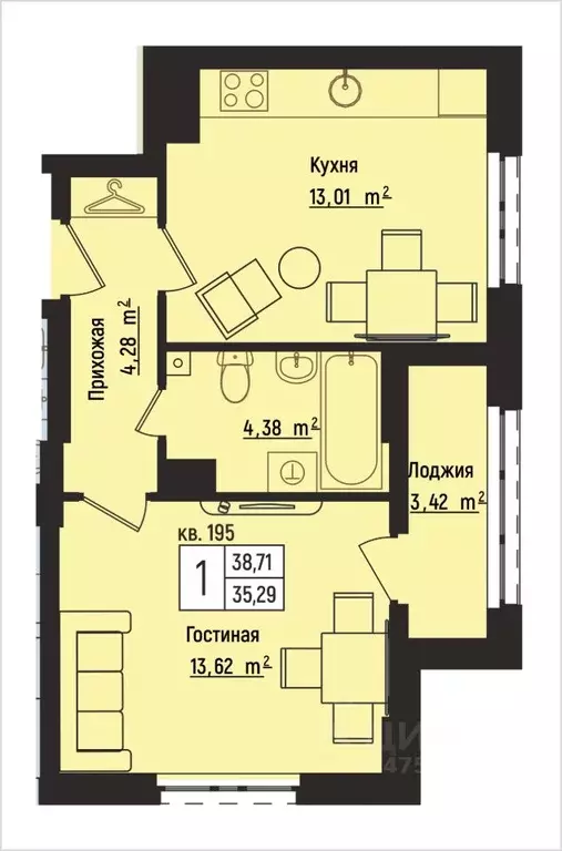 1-к кв. Нижегородская область, Нижний Новгород Литературная ул., 5 ... - Фото 1