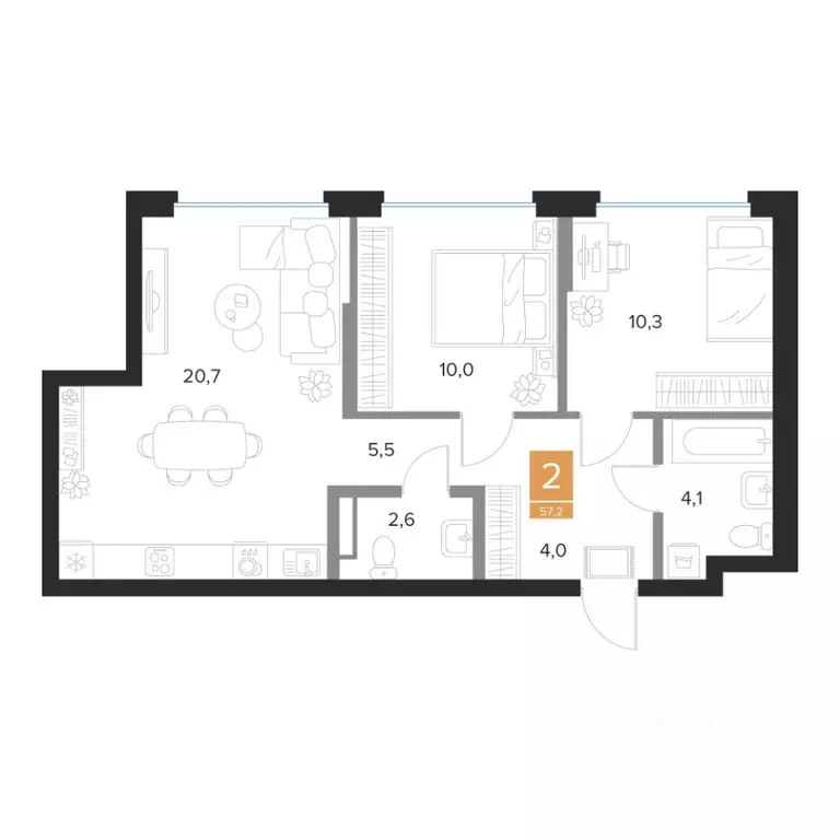 2-к кв. Курская область, Курск Парковый квартал Чувства жилой комплекс ... - Фото 1