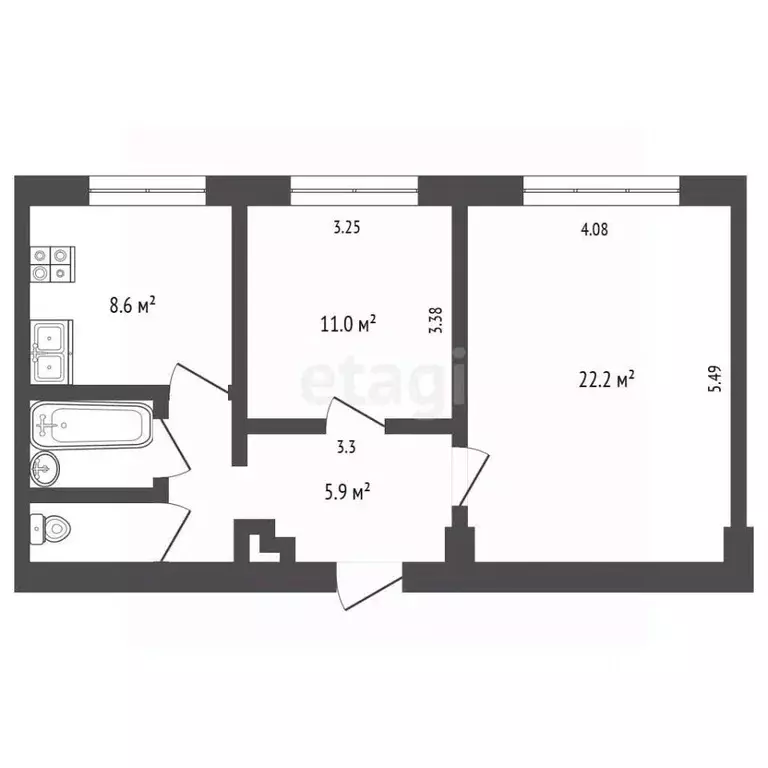 2-к кв. Вологодская область, Кадуй рп ул. Энтузиастов, 4 (55.7 м) - Фото 2