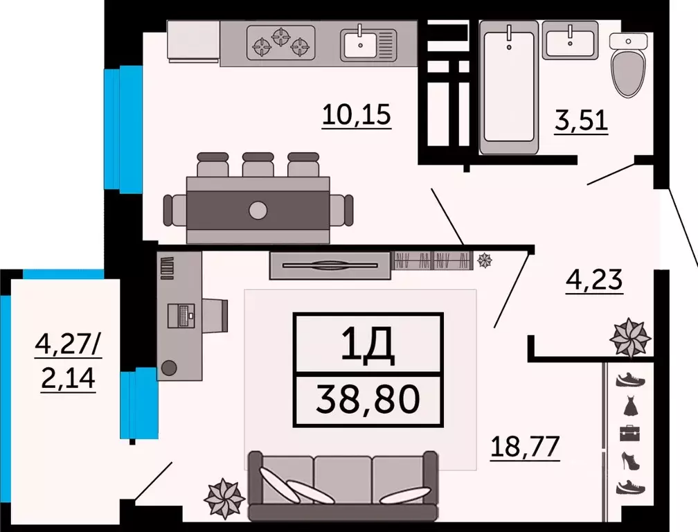 1-к кв. Ростовская область, Ростов-на-Дону ул. Мечникова, 110Г (38.8 ... - Фото 0