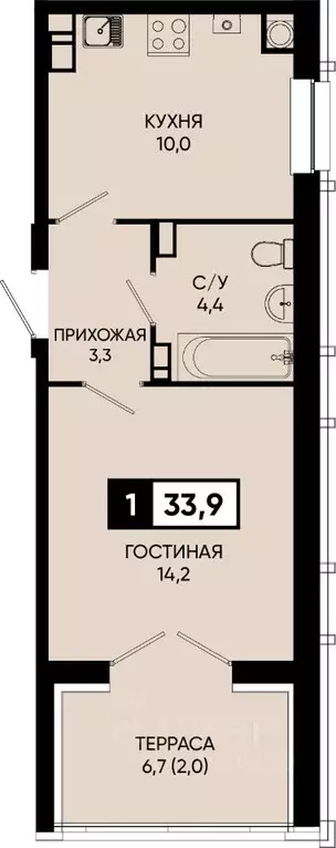 1-к кв. Ставропольский край, Кисловодск городской округ, пос. ... - Фото 0
