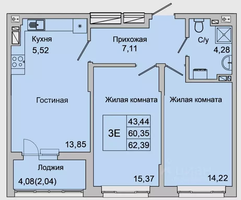 3-к кв. Ростовская область, Батайск ул. Булгакова, 11 (62.39 м) - Фото 0