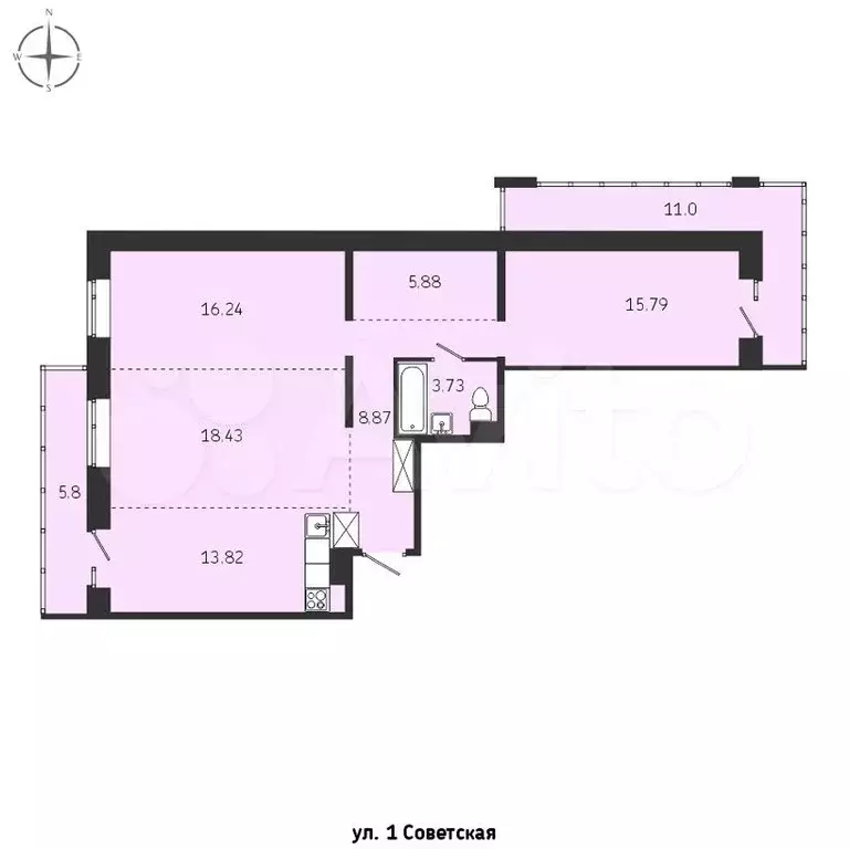 3-к. квартира, 99,6 м, 8/9 эт. - Фото 0