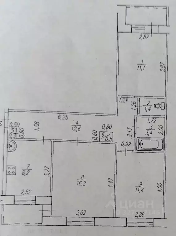 3-к кв. Башкортостан, Уфа ул. Адмирала Ушакова, 86/1 (67.3 м) - Фото 0