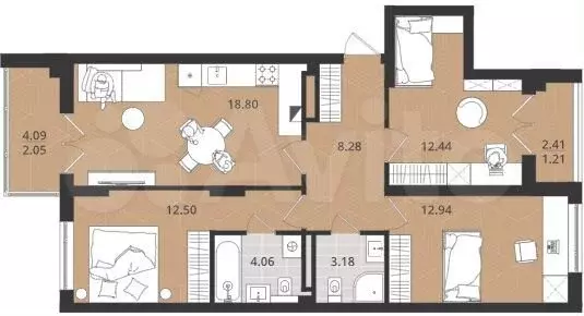3-к. квартира, 76 м, 1/4 эт. - Фото 1