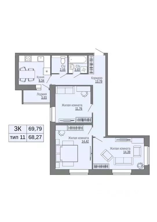3-к кв. Архангельская область, Архангельск Ломоносовский округ,  ... - Фото 0
