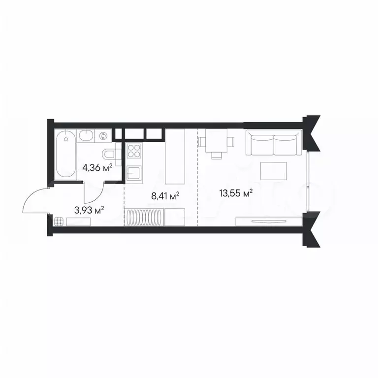 Квартира-студия, 30,4 м, 18/28 эт. - Фото 0