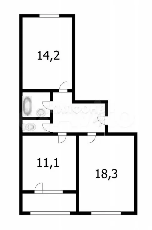 2-к. квартира, 56,9 м, 7/9 эт. - Фото 0