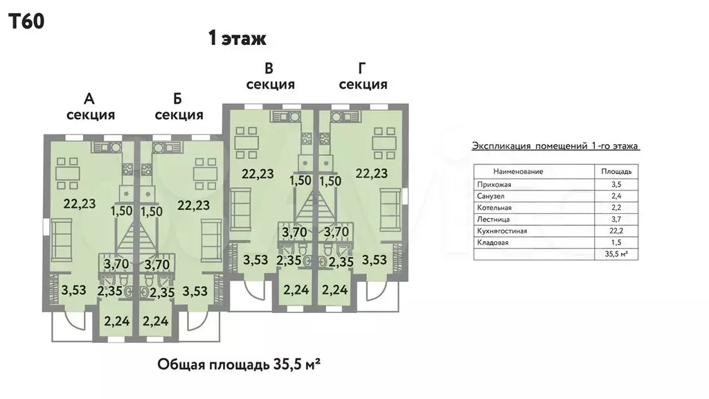 Коттедж 60 м на участке 1 сот. - Фото 0